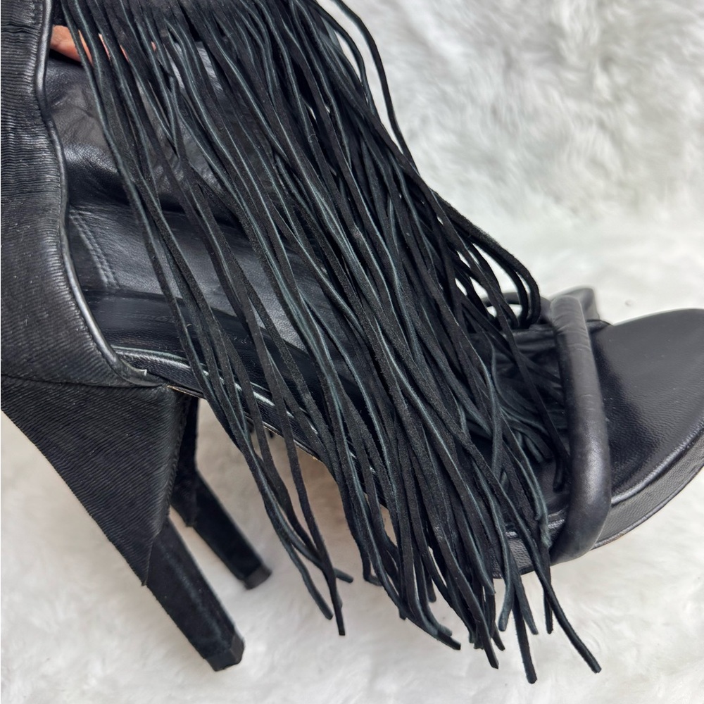 Alexander Wang Black Suede Fringe D'Orsay Heel - Picture 8 of 12